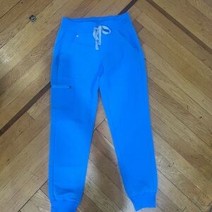 Figs Blue Sweatpants Elastic Waistband Tapered Legs